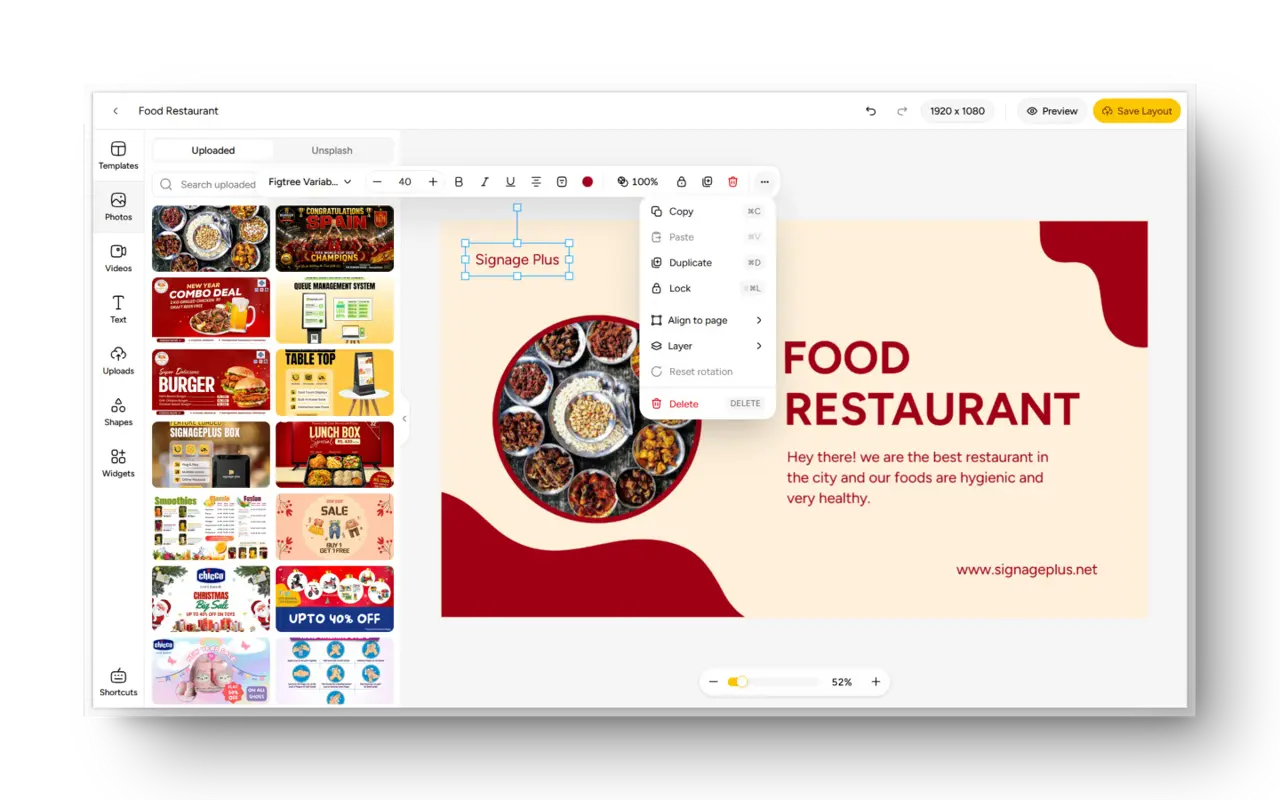 Signage Plus interface preview