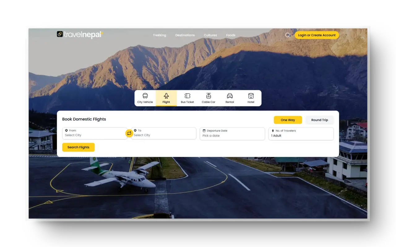 TravelNepal+ interface preview