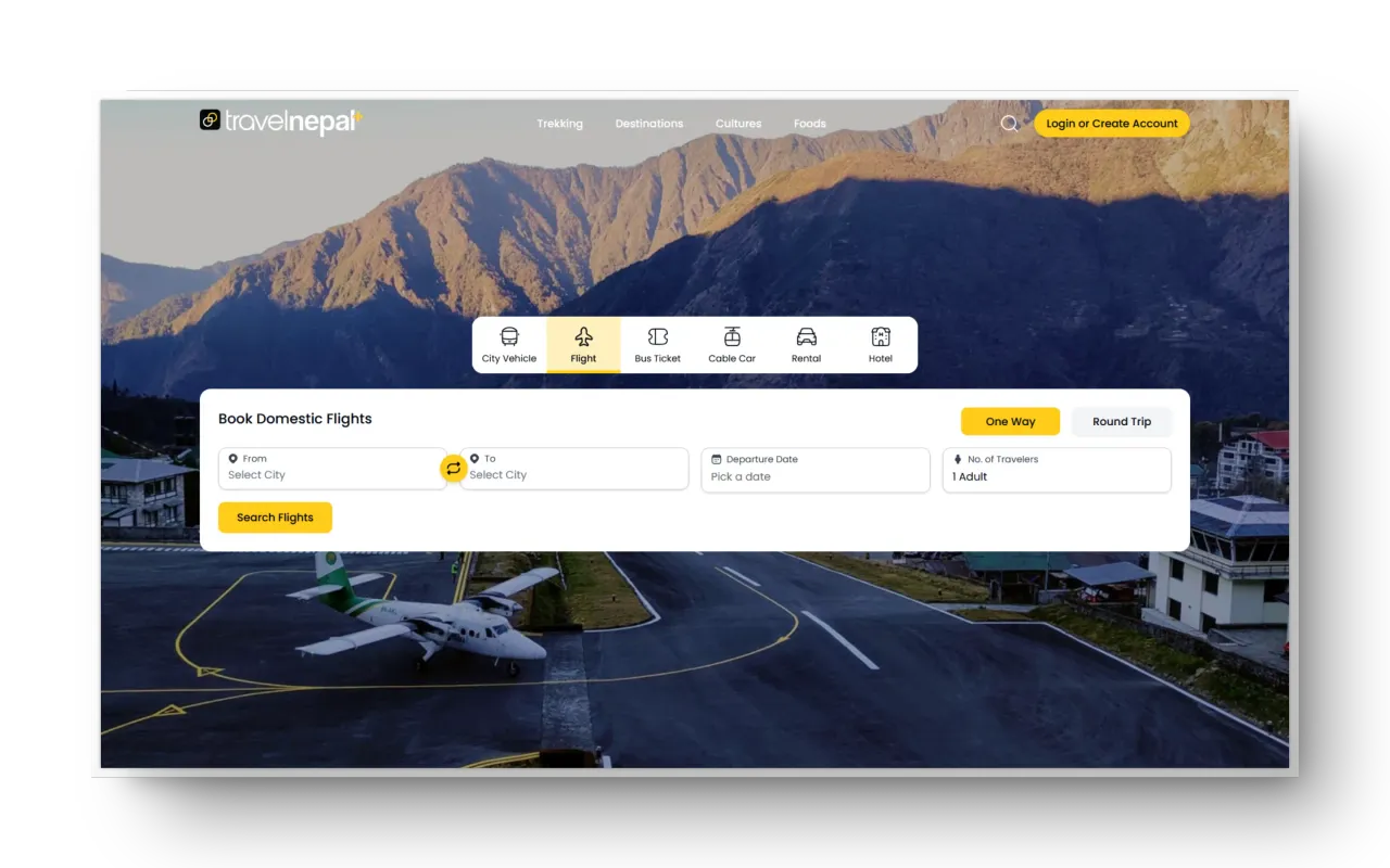 TravelNepal+ interface preview